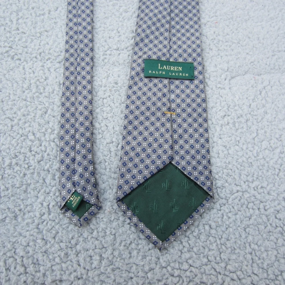 Lauren Ralph Lauren Men's Tie Blue‎ Geometric Luxury Silk Tie Made In USA…